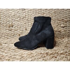 Mari A Boots Womens 7 M Ankle Booties Heeled Black Suede Fabric Zip Up New!
